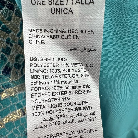 Chico's Turquoise Mosaic Jacquard jacket 1 8/10 metallic blue teal professional - Picture 6 of 9